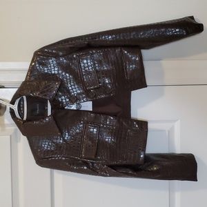 Mocha Faux Croc Blazer Jacket